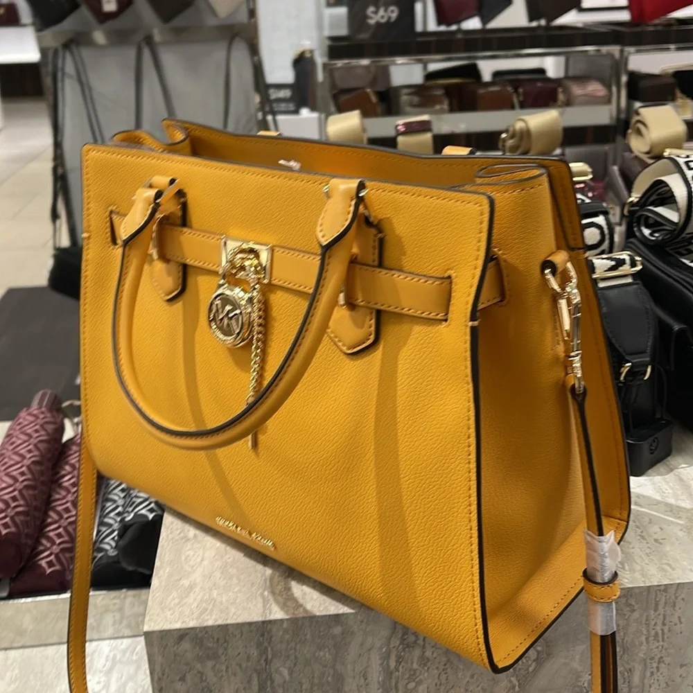 MICHAEL KORS HAMILTON MEDIUM SATCHEL 
 COLOR: GOLDEN ROD
NWT - Picture 5 of 16